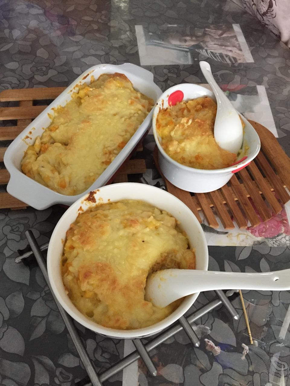 奶香南瓜鸡肉焗饭