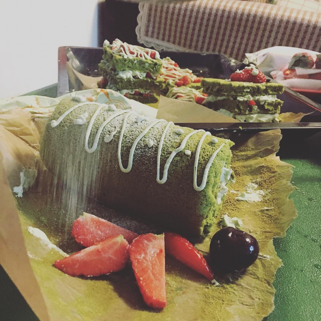 烫面抹茶蛋糕卷