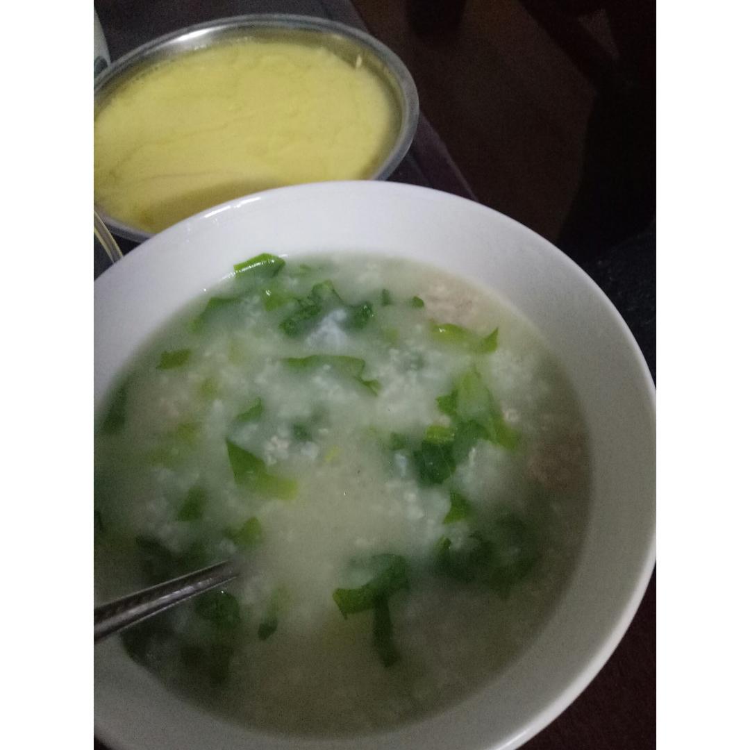 青菜瘦肉粥