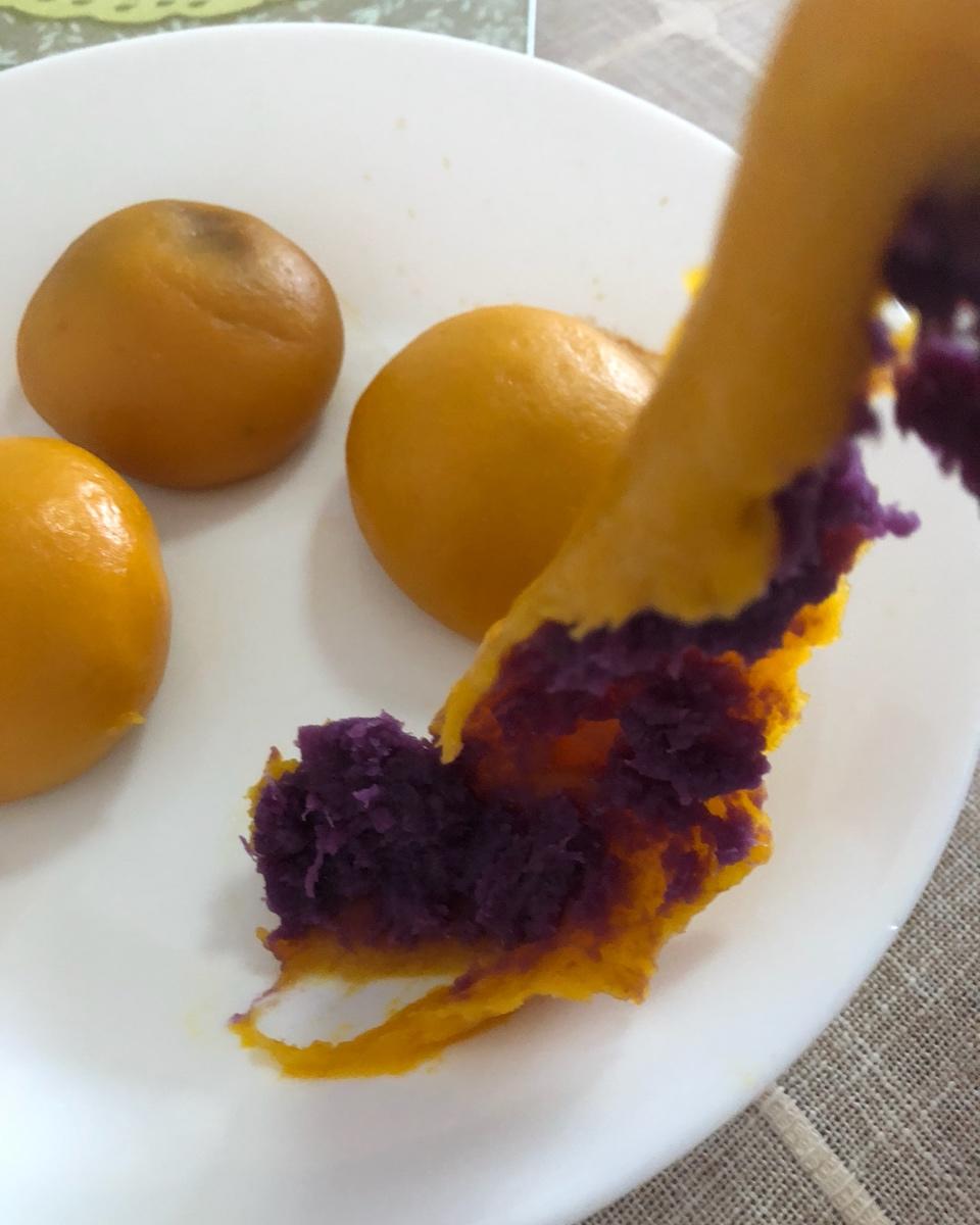 aaannaissuper做的q弹软糯的南瓜紫薯糯米糍