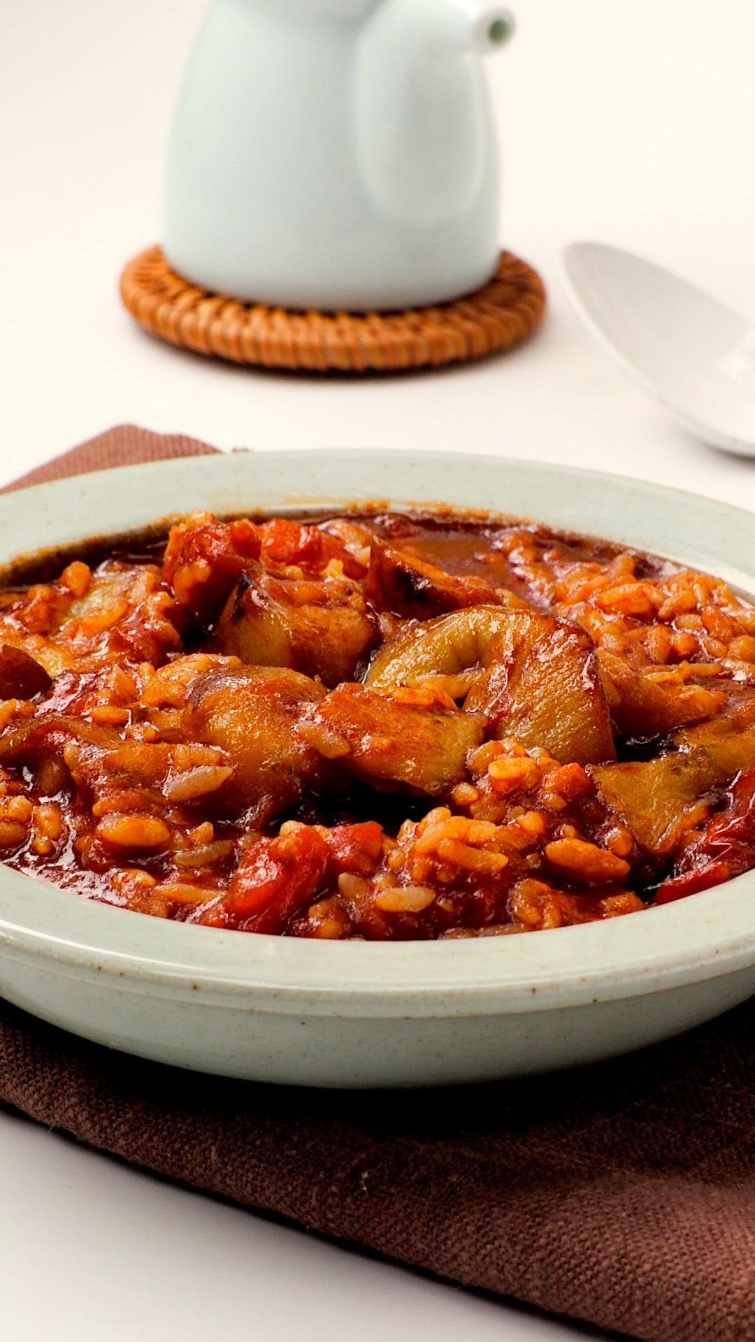 番茄茄子烩饭的做法