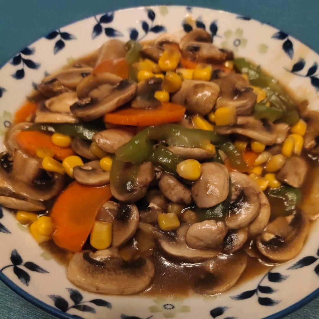 素炒鲜口蘑（白蘑菇），快手家常菜