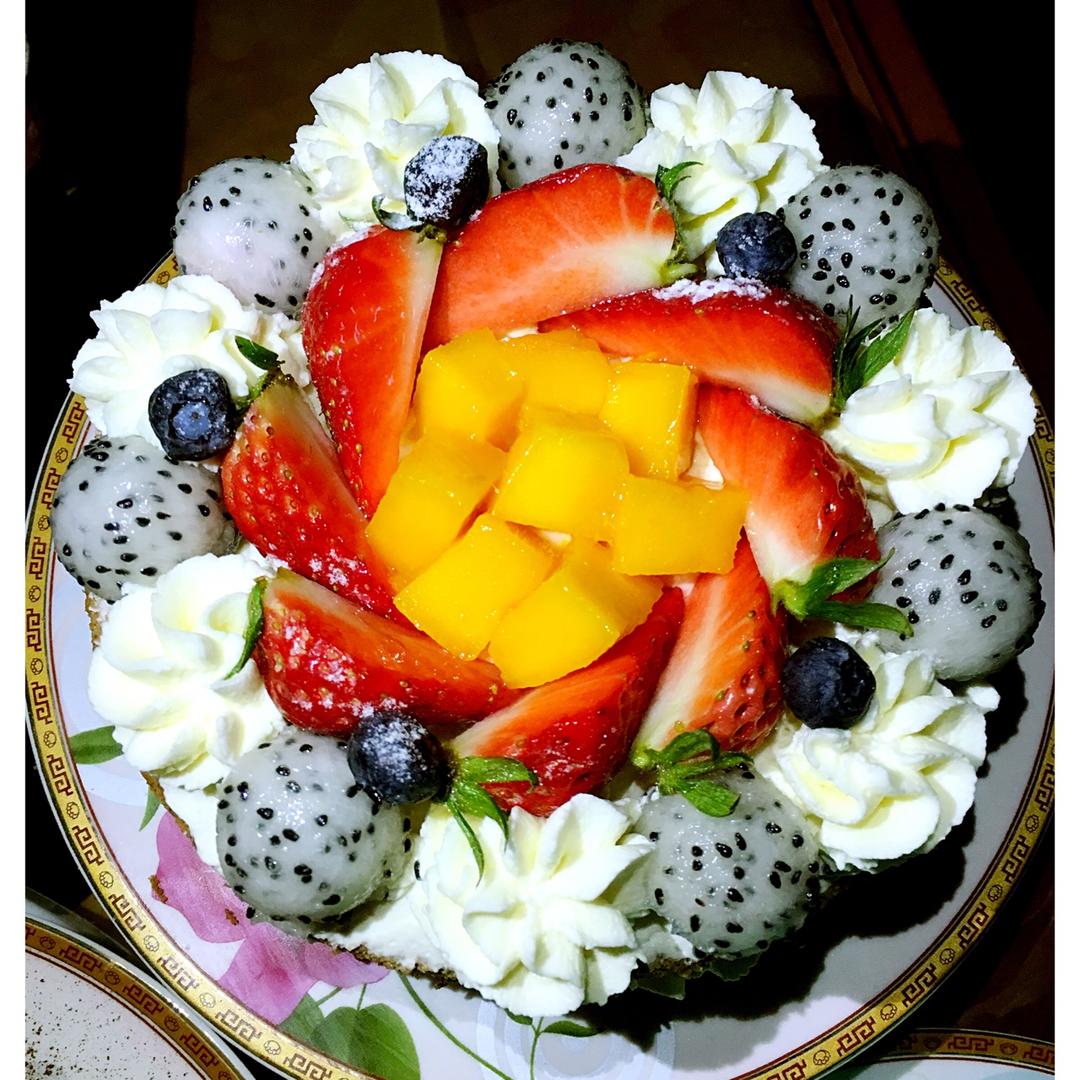 【零失败】不会裱花没关系的水果裸蛋糕 芒果裸蛋糕 完美戚风胚