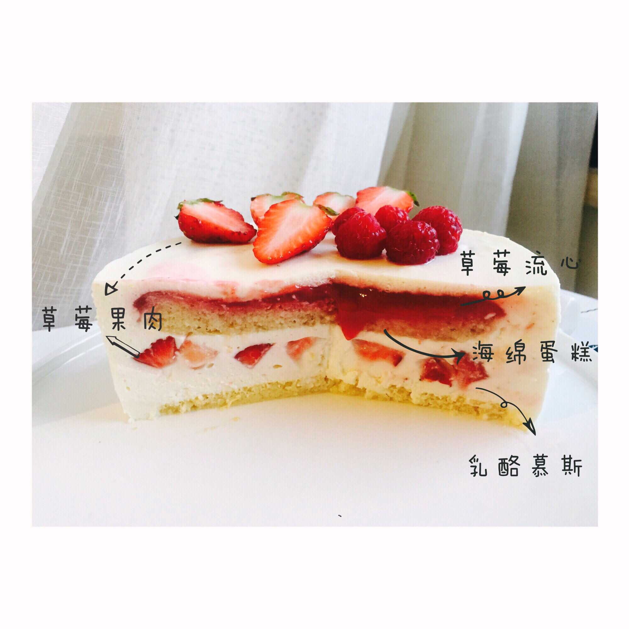 草莓流心生乳酪慕斯蛋糕