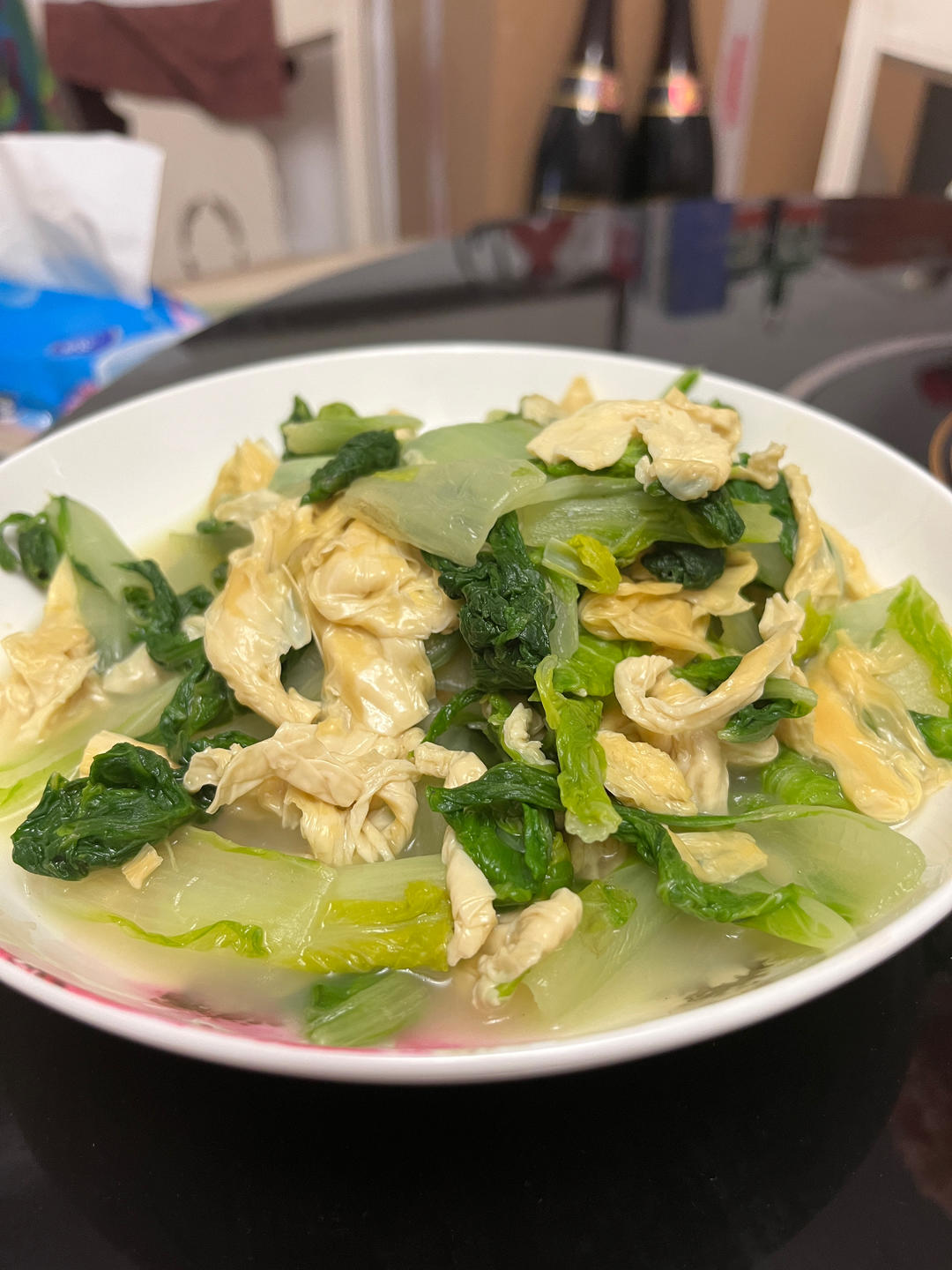 小白菜炒腐竹