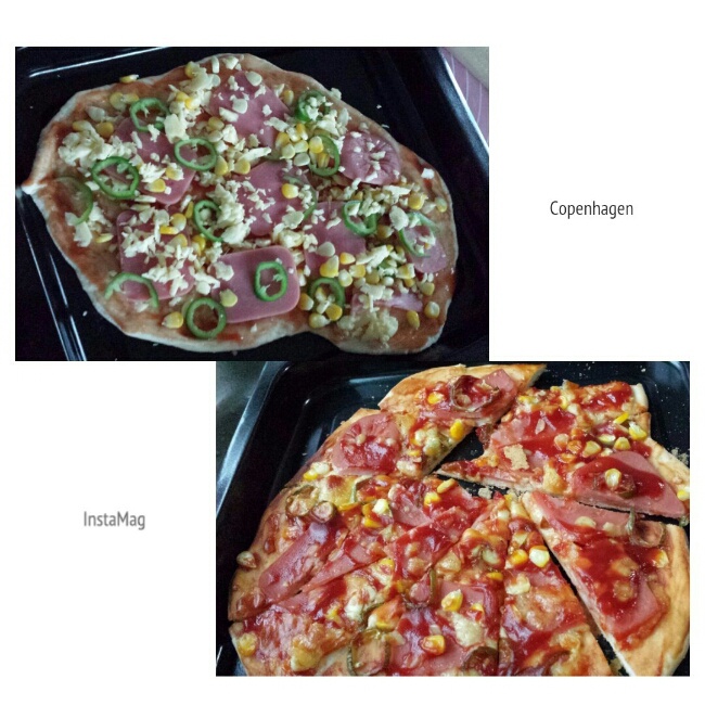 薄饼脆皮火腿pizza