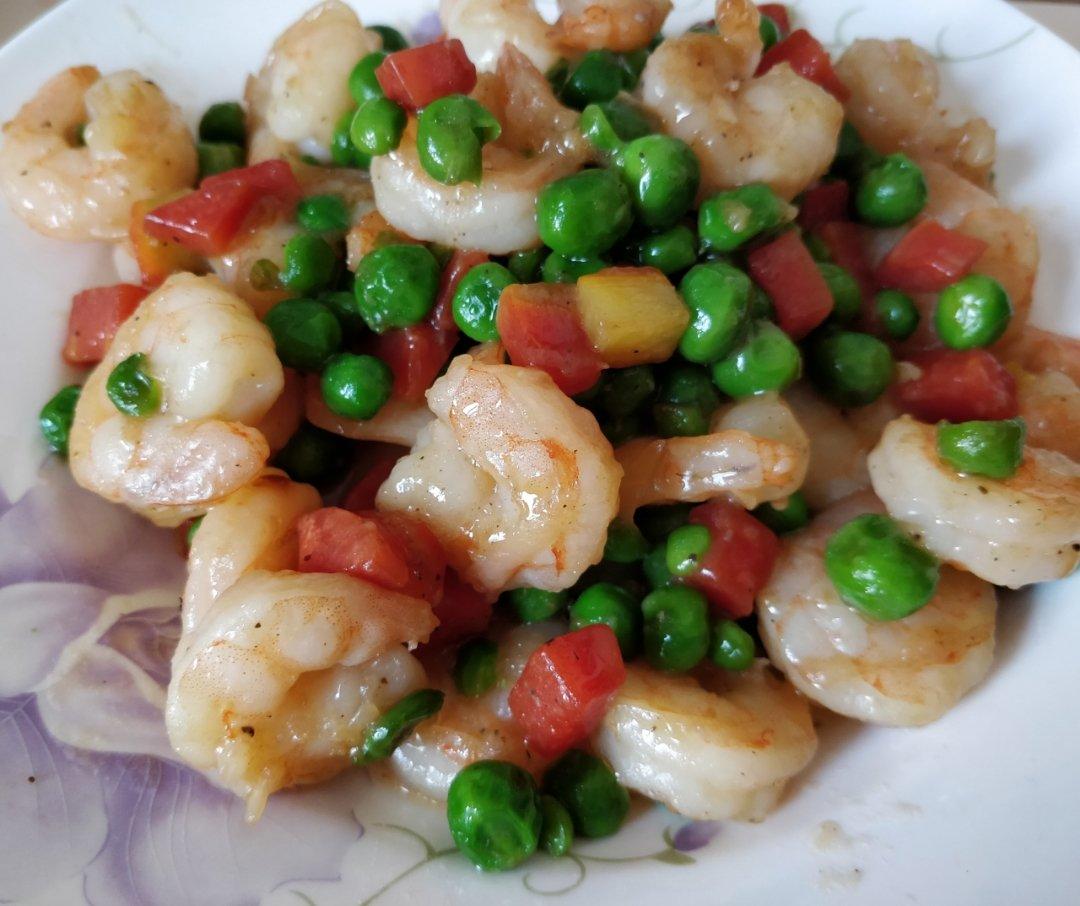 玉米豌豆胡萝卜炒虾仁