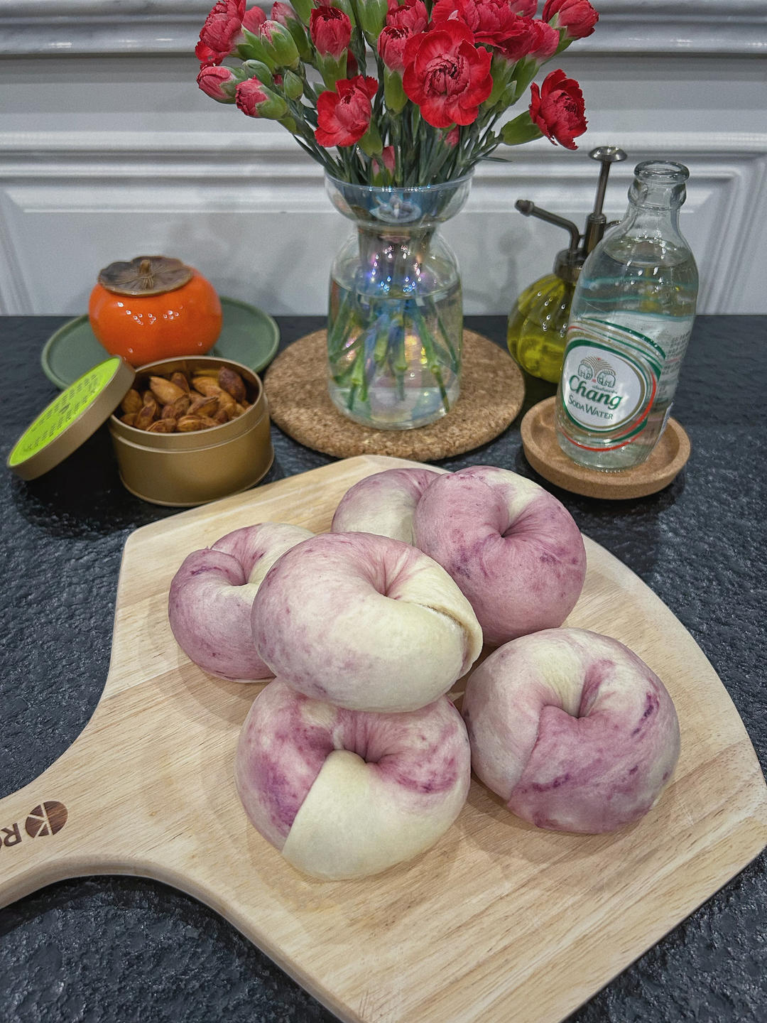 颜值超高💯奶香紫薯红豆双色贝果