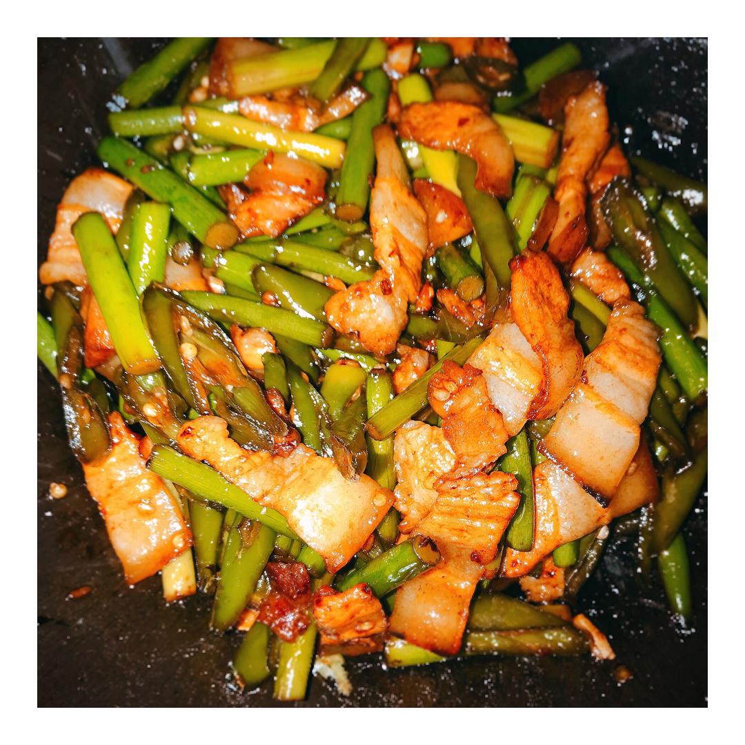 蒜苔干煸五花肉