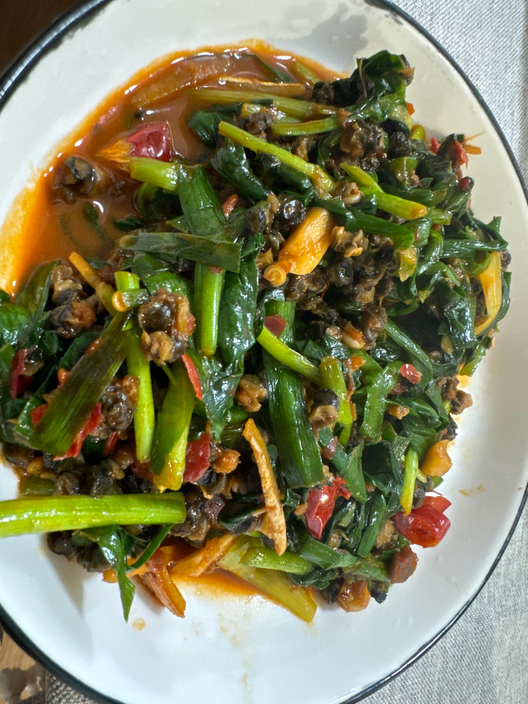 韭菜炒螺丝肉