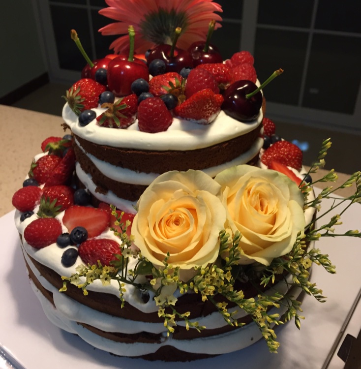 奶茶sunny做的双层裸蛋糕