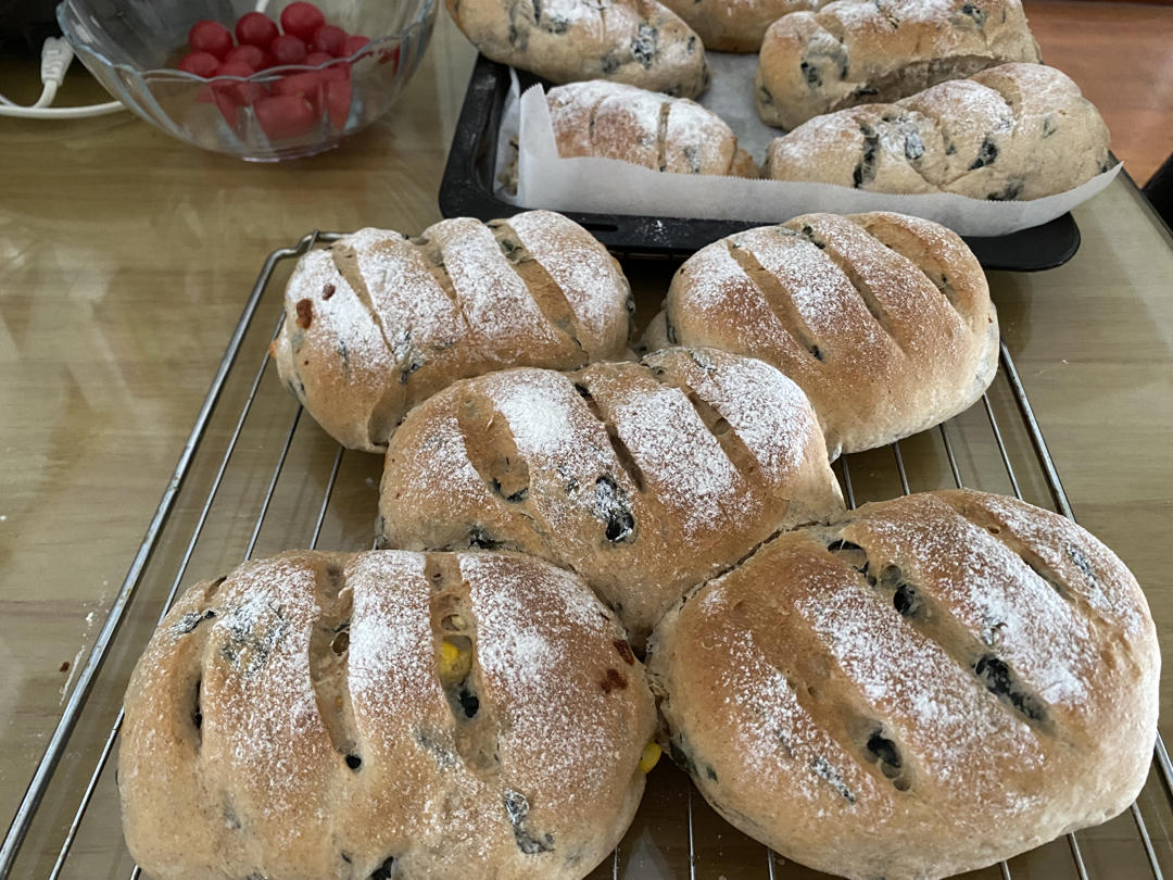 菠菜芝士咸面包（一次发酵）