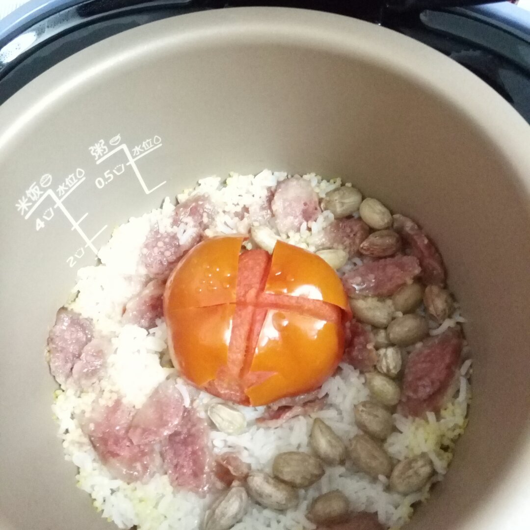寝室简易电饭锅整个番茄饭（香肠版）