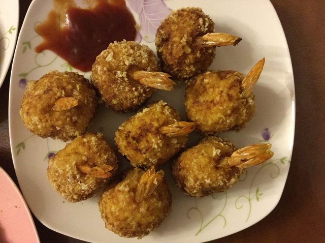 土豆泥鲜虾球