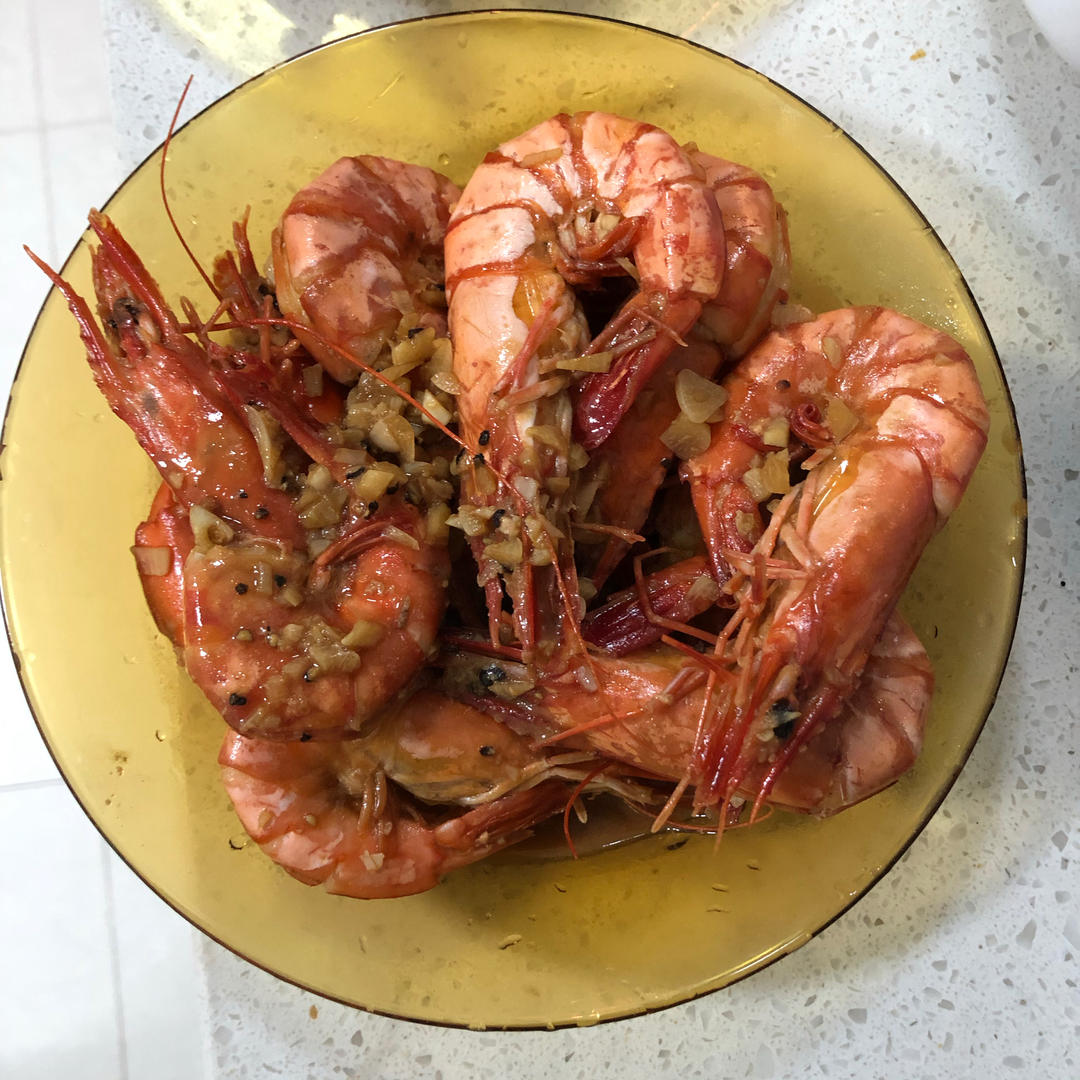 蒜茸黄油煎大虾/黑虎虾仁