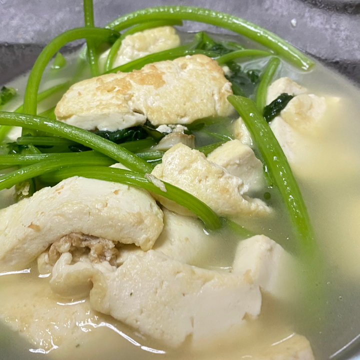 一款简单的健康菜—茼蒿豆腐