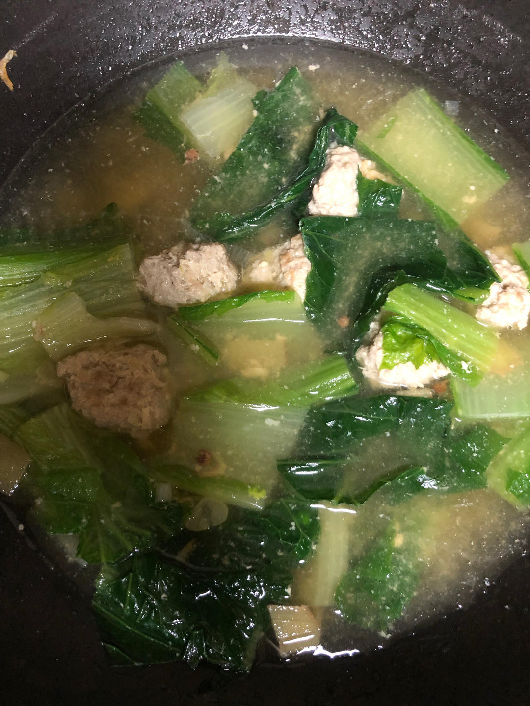 小白菜丸子汤