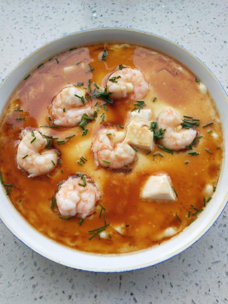 虾仁豆腐蒸水蛋