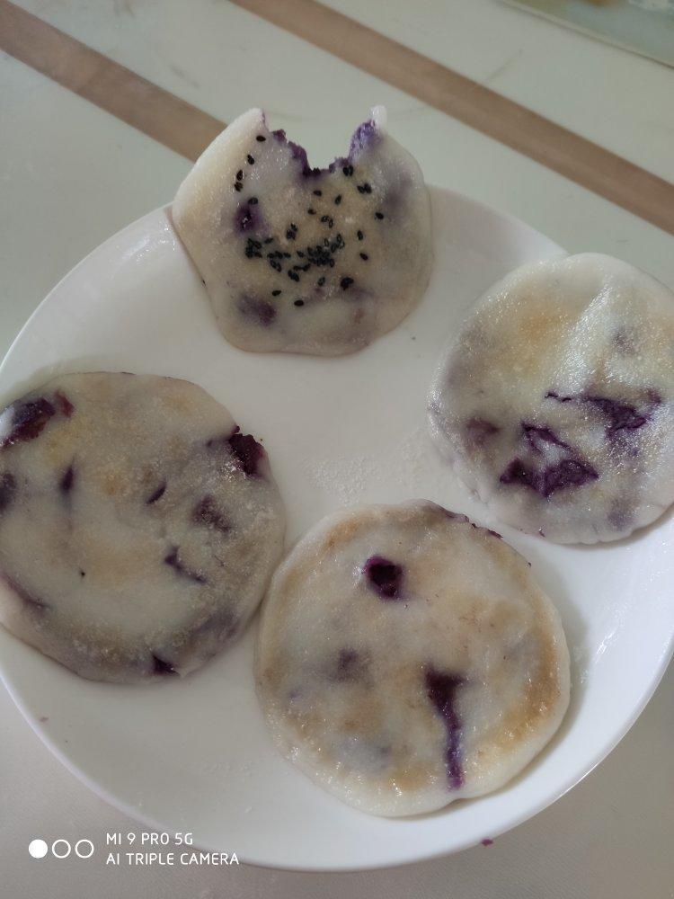 软糯香甜❗️平底锅奶香紫薯糯米饼