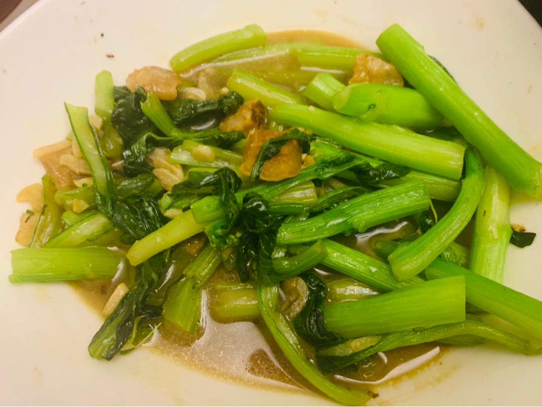 猪油渣炒菜心