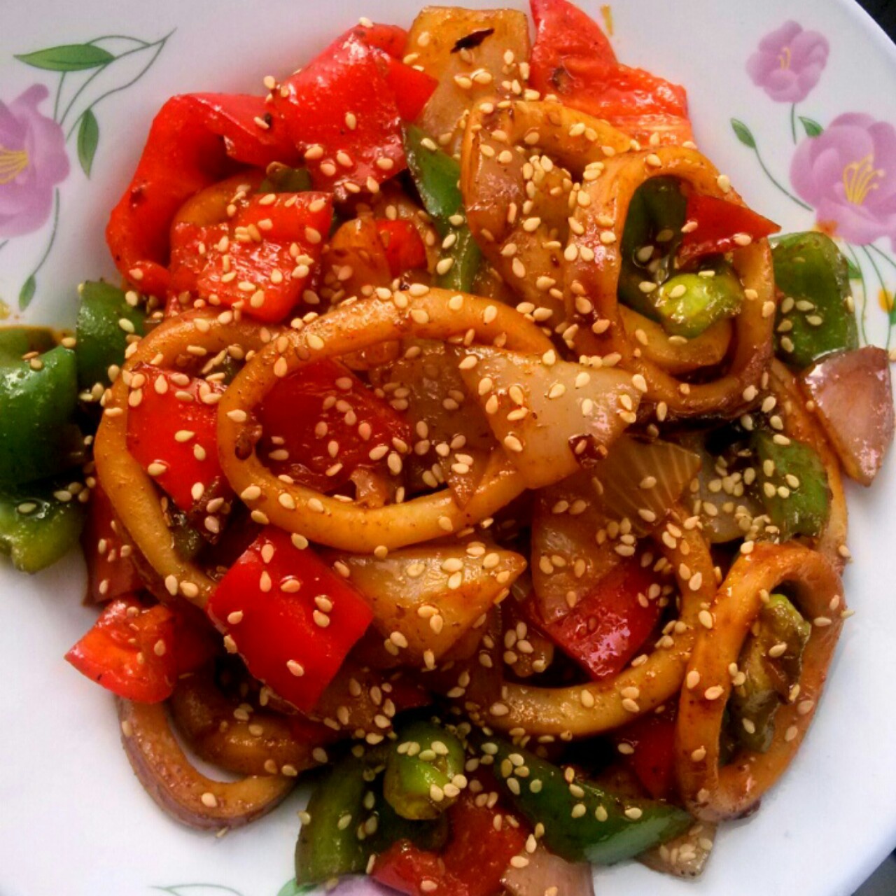 辣酱炒鱿鱼圈
