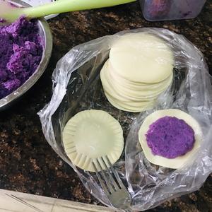 低卡 紫薯煎饼【饺子皮版】的做法 步骤6