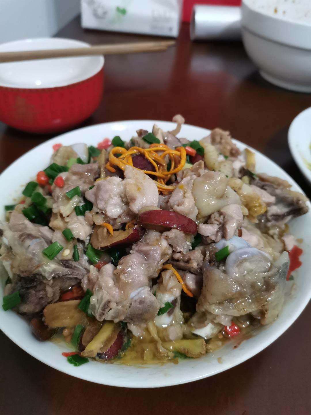 虫草花蒸鸡腿
