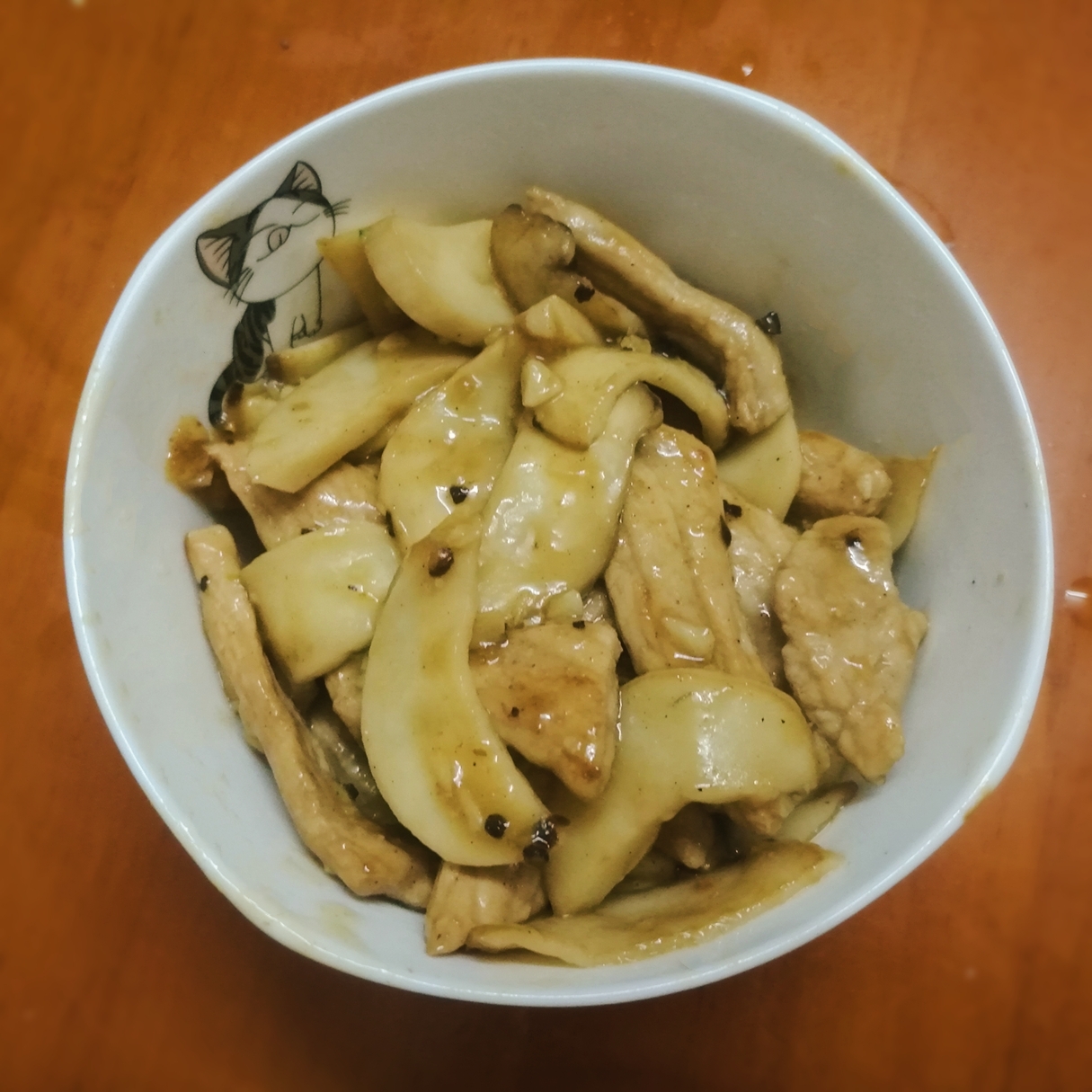 杏鲍菇炒肉片（薄油）的做法