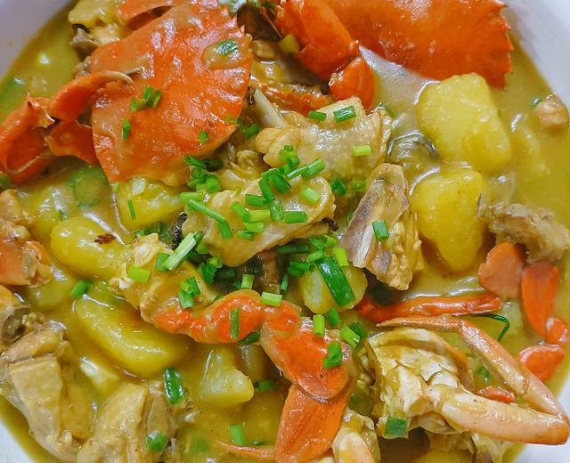 咖喱土豆鸡焖蟹🦀的做法