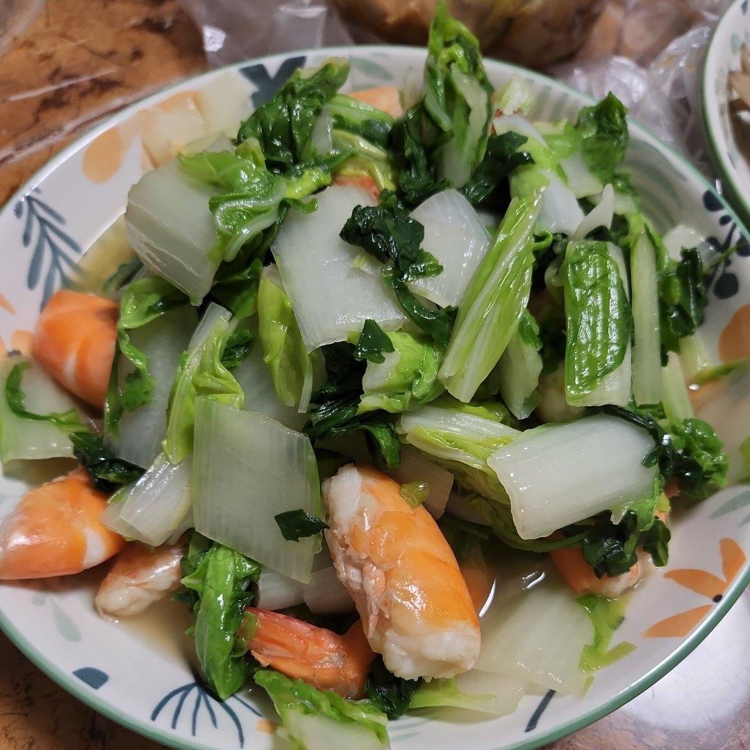 鲜虾炒快菜