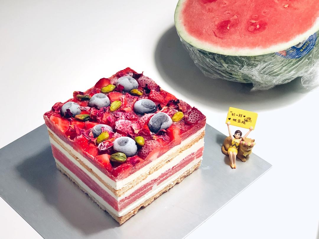 六只猫做的澳洲网红西瓜蛋糕