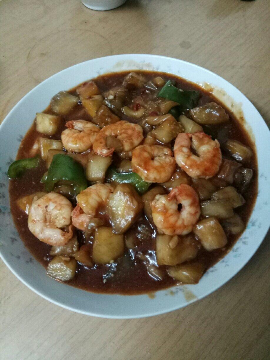 少油版虾仁茄子
