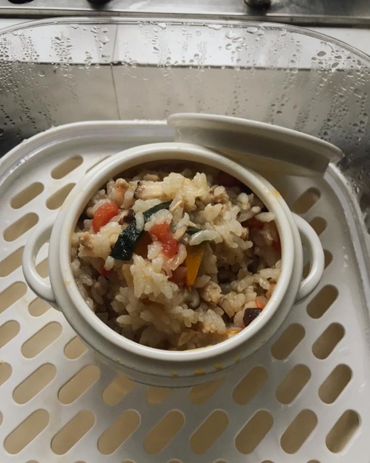 【8-10个月宝宝辅食】香菇鳕鱼南瓜焖饭