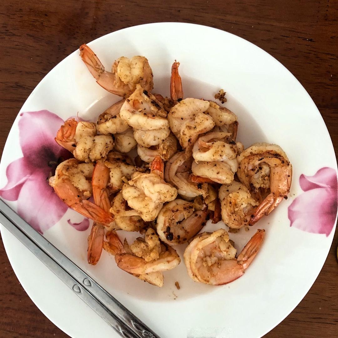 【山姆厨房】黑椒香蒜炒虾
