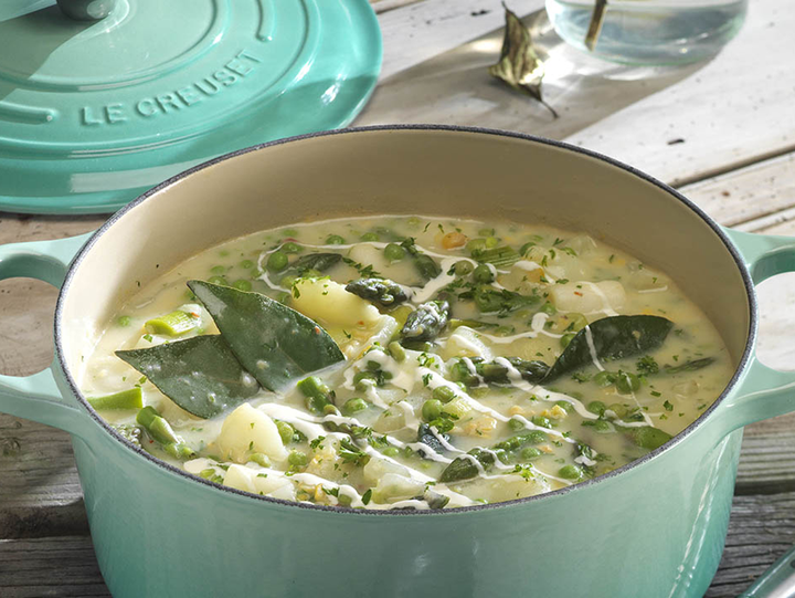 Spring Vegetable Chowder with Sour Cream & Fennel