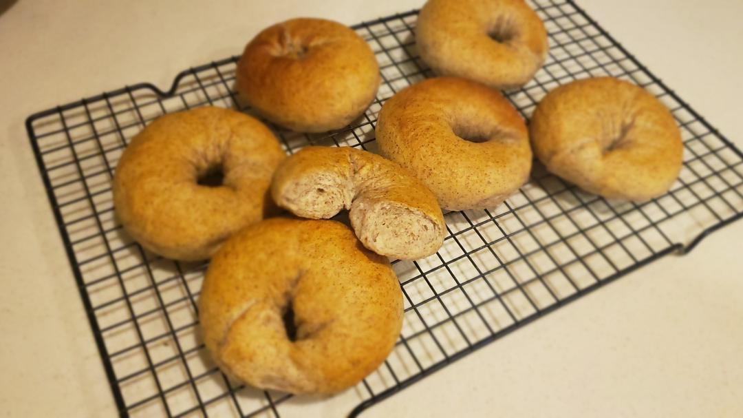 （无油）全麦黑麦贝果bagel~咬劲十足，越嚼越香