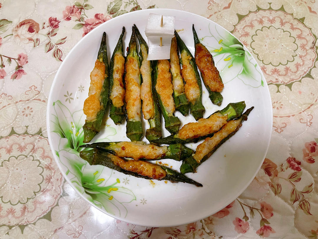 一帆风顺-秋葵酿虾滑