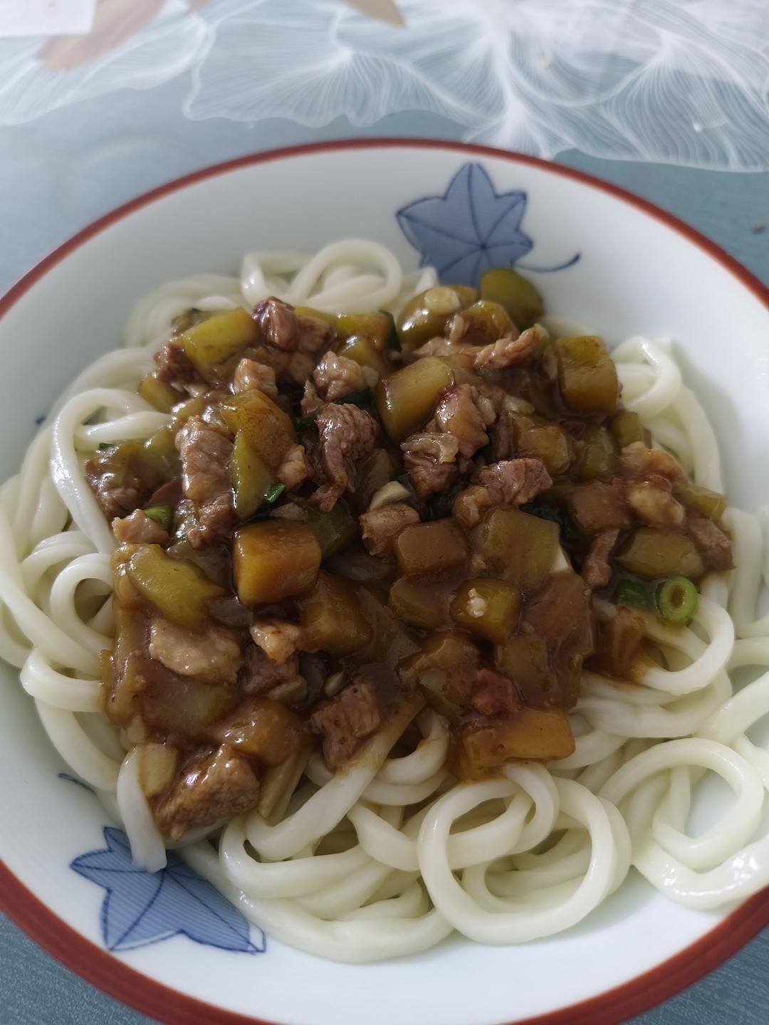 茄子肉丁打卤面