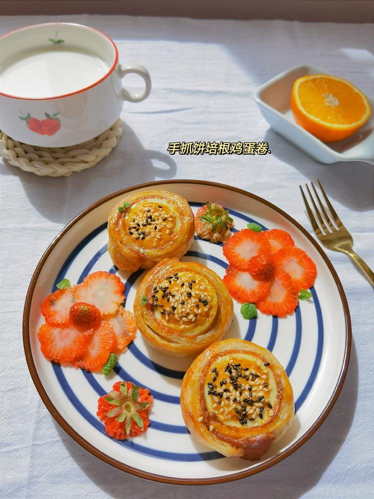 手抓饼培根鸡蛋卷