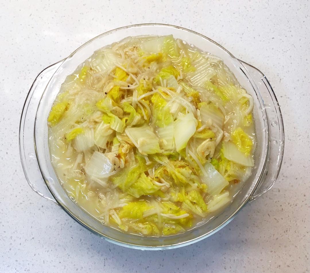 金针菇娃娃菜虾皮炖粉丝       by wqy的做法