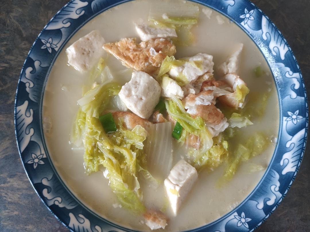 娃娃菜豆腐三鲜汤