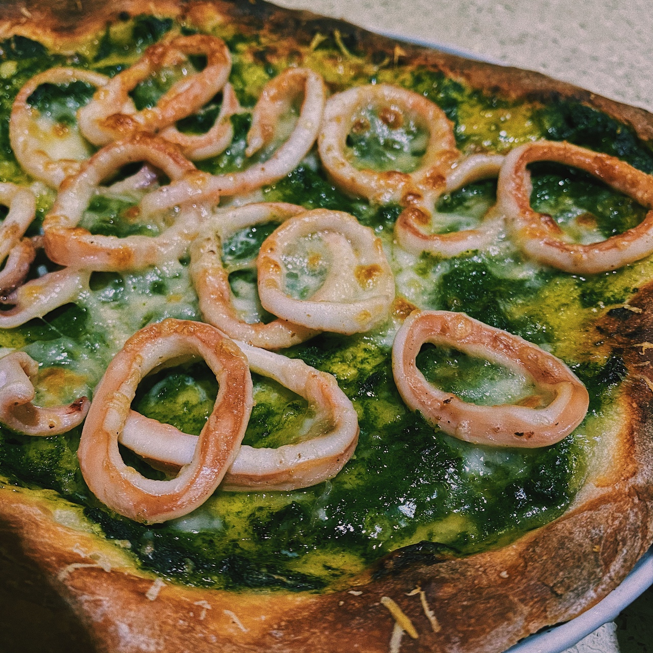 绿咖喱鱿鱼🦑披萨的做法