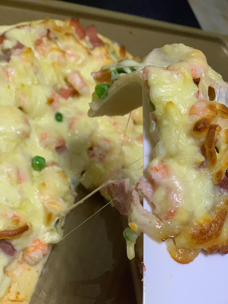 鲜虾🍤培根披萨🍕“内附敲好吃的饼皮做法”