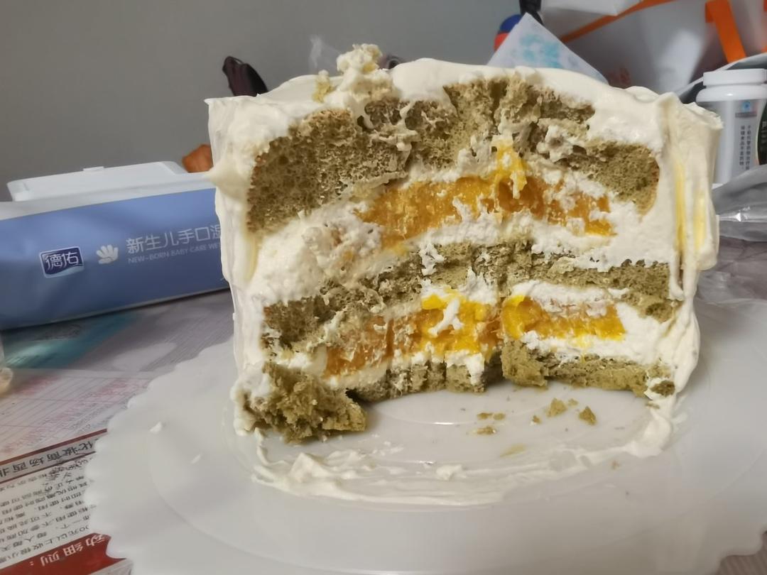 6寸抹茶戚风裸蛋糕