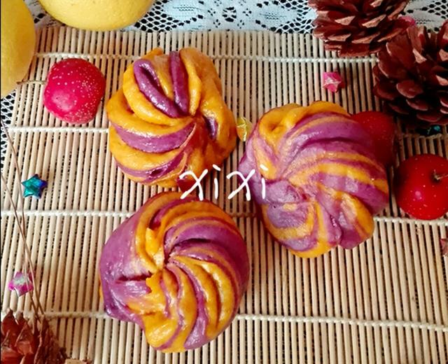 南瓜紫薯卷的做法