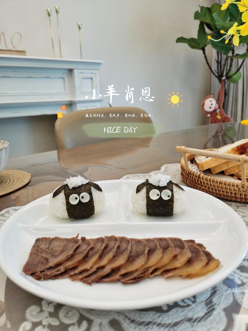 儿童创意早餐～小羊肖恩饭团（附自制寿司醋比例）