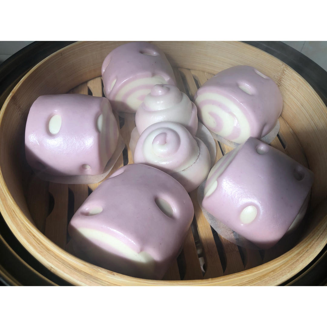波点双色奶香刀切馒头|给你一点萌萌哒