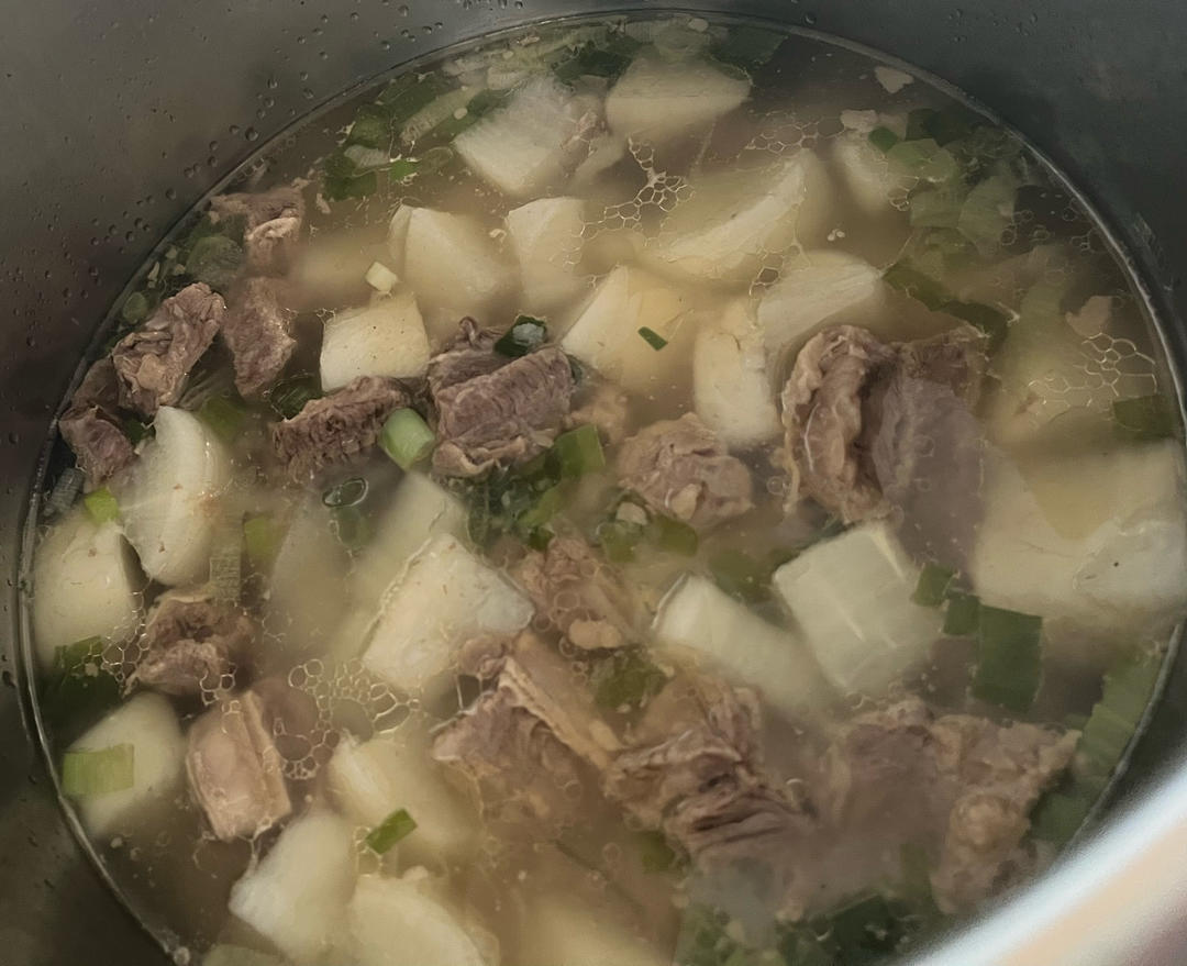 两种食材+两种配料+两种调味=一锅牛腩萝卜汤【北鼎珐琅锅食谱】
