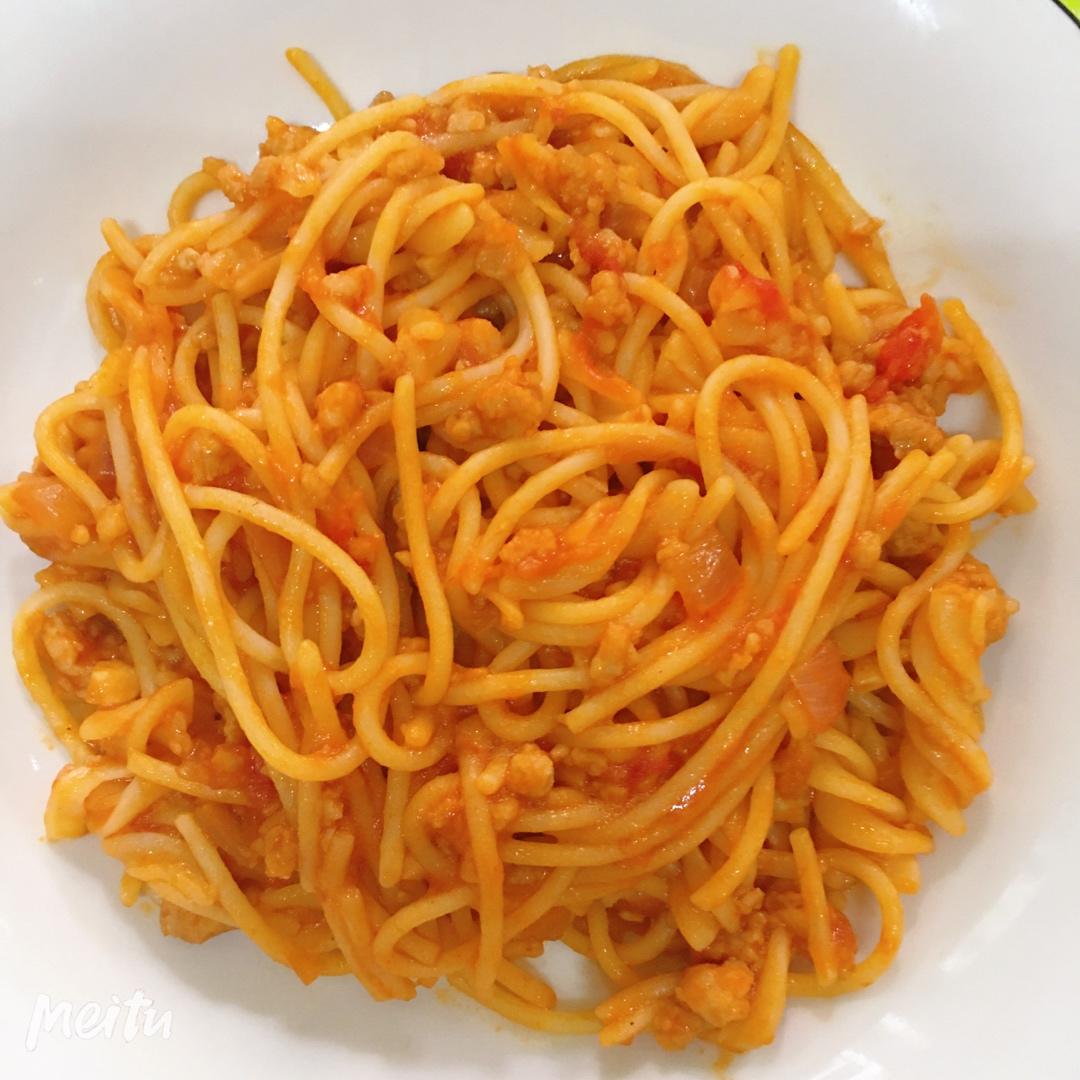 （完胜必胜客的）番茄肉酱意大利面～