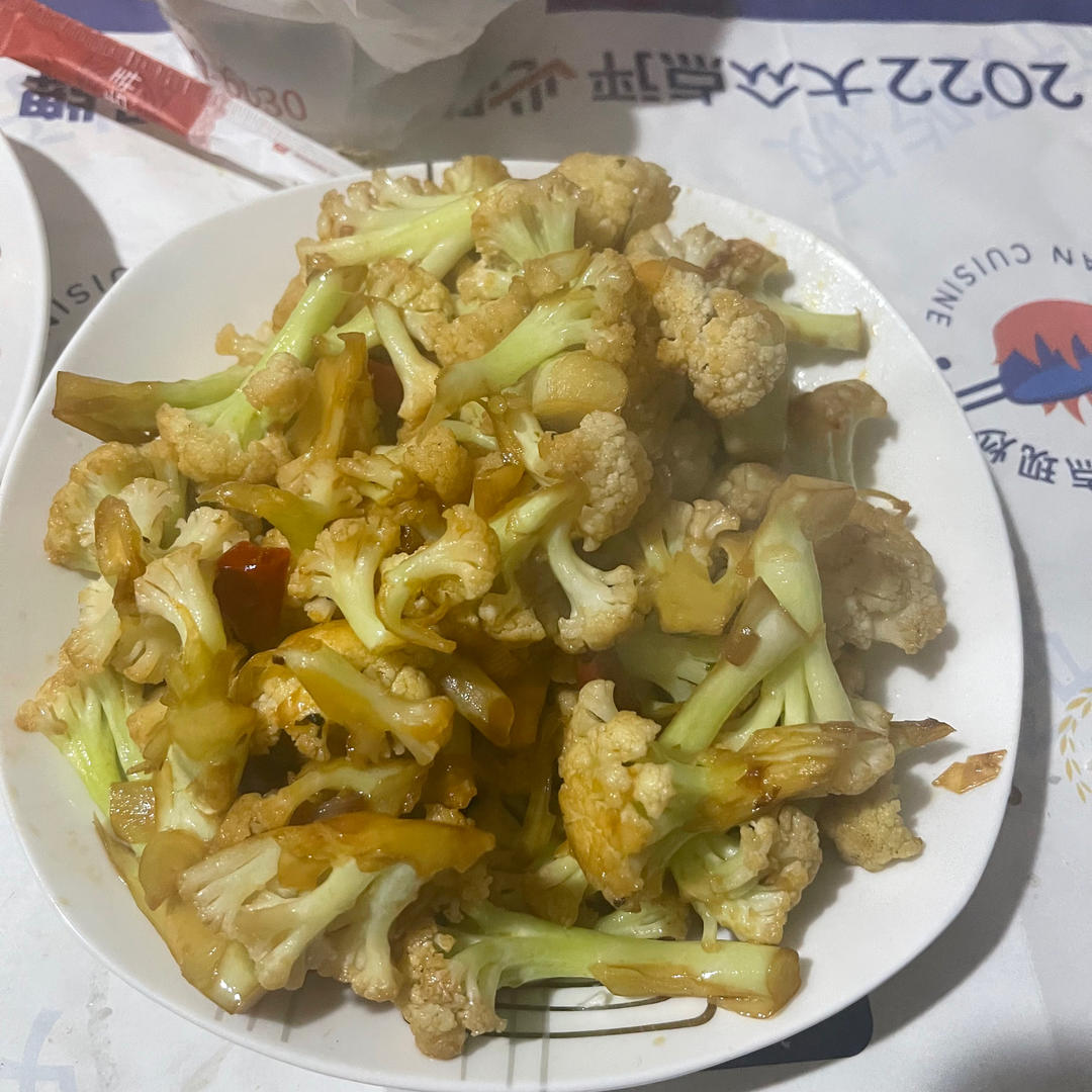 家常素炒菜花，清脆！